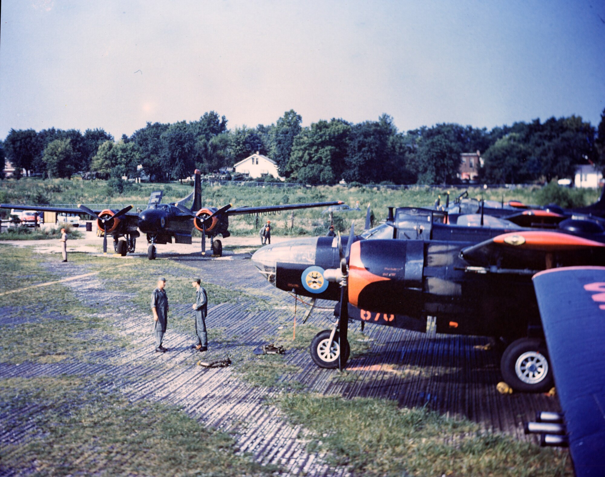North American B-26 Bombers of the 131st Fighter-Bomber Wing, Missouri Air National Guard, at an unknown forward location.   (131st Bomb Wing file photo/RELEASED)