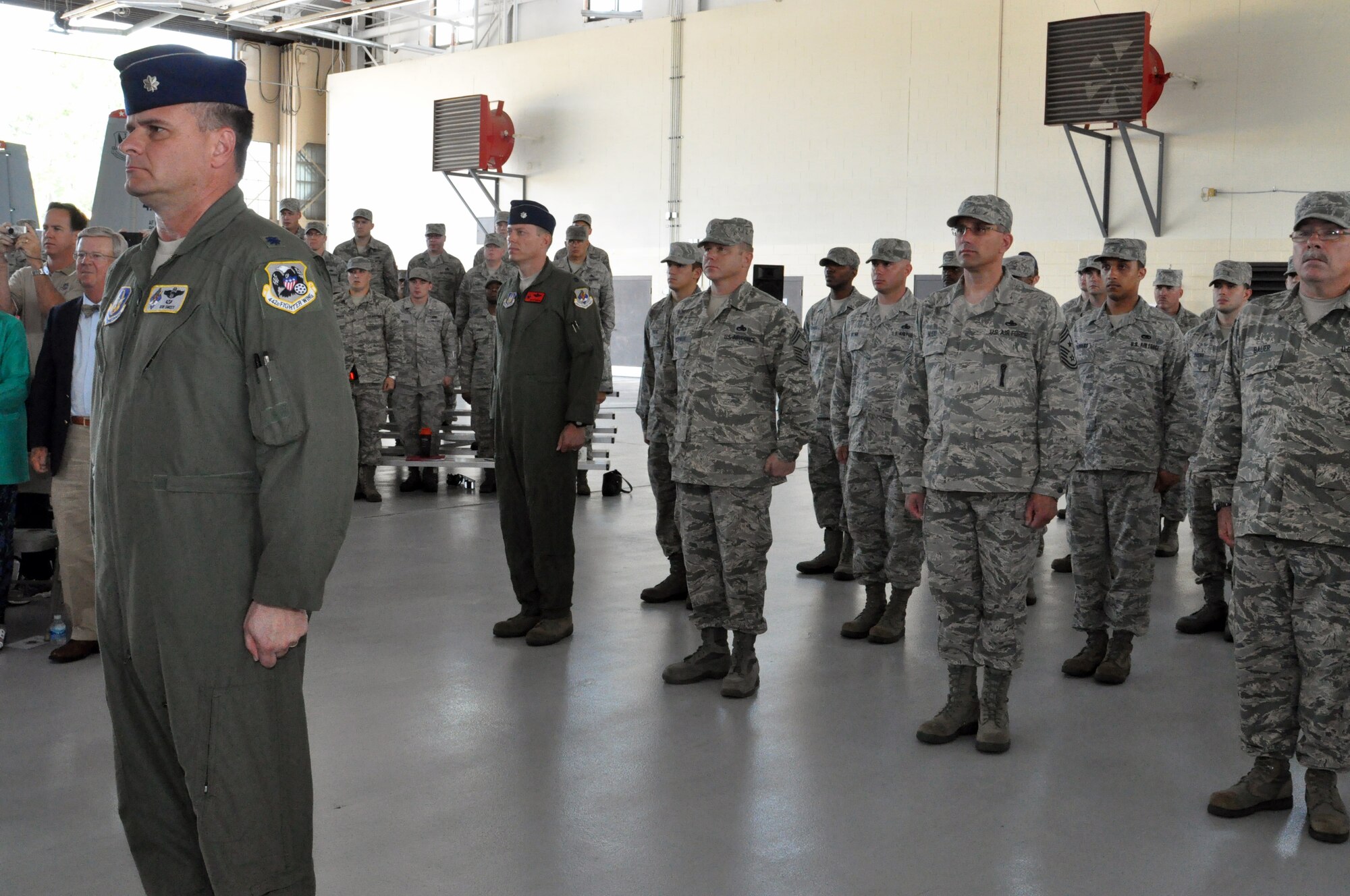 MOODY AIR FORCE BASE, Ga. -- Lt. Col. Robert Sweet, deputy commander of the 476th Fighter Group leads the formation during a change of command ceremony June 23, 2013. During the ceremony, Col. Christian Funk passed command of the group to Col. James Travis. The 476th Fighter Group is a geographically separated unit of the 442nd Fighter Wing, Whiteman AFB, Mo. The 442nd Fighter Wing is an A-10 Thunderbolt II Air Force Reserve unit. (U.S. Air Force photo by Tech. Sgt. Danielle Johnston/Released)