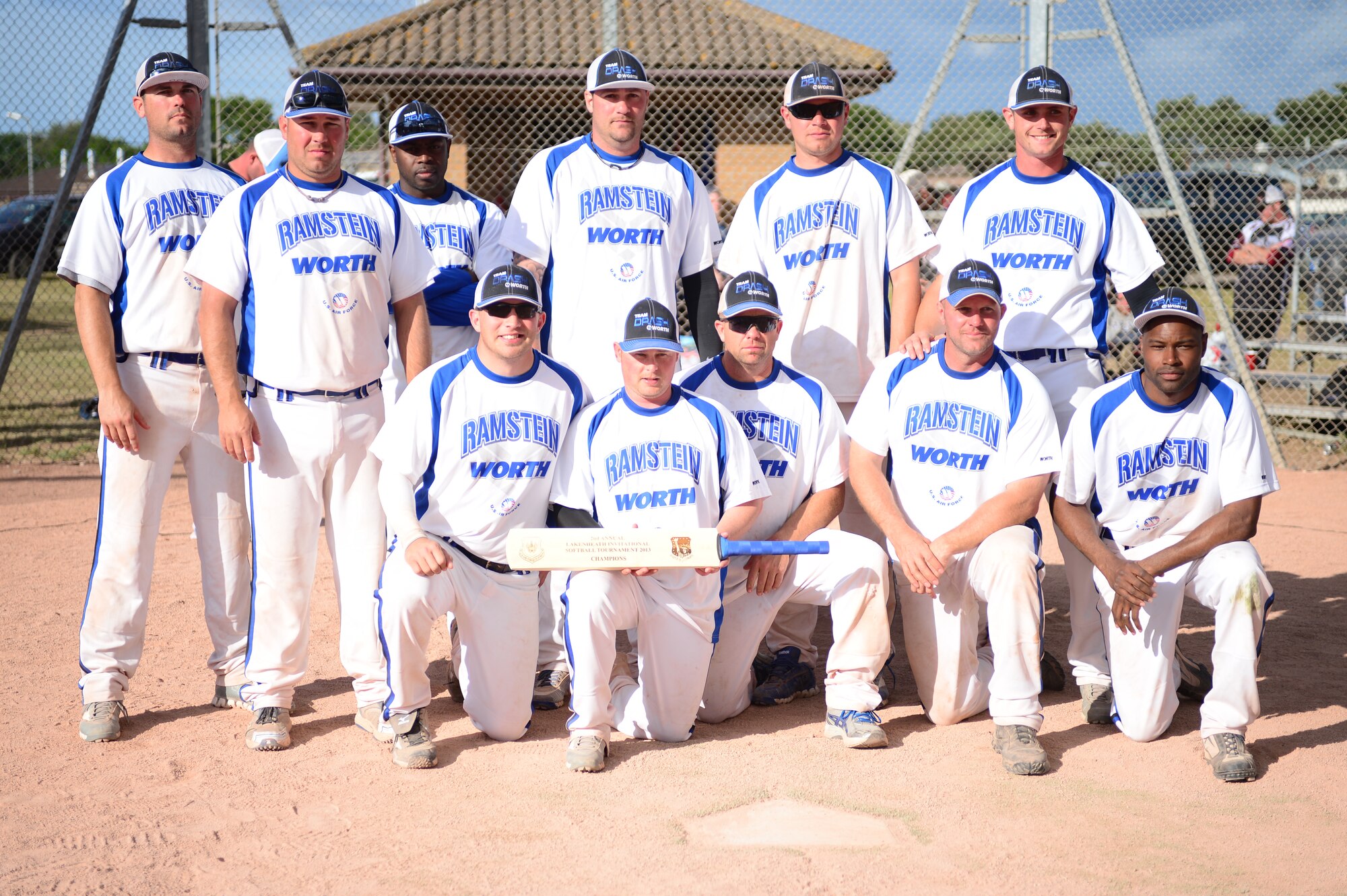 ROYAL AIR FORCE LAKENHEATH, England – The Ramstein Rams, a men’s softball team from Ramtstein Air Base, Germany,  were named champions of a softball tournament here June 16, 2013. Men and women’s softball teams from RAF Lakenheath, Ramstein Air Base, Germany, Aviano Air Base, Italy, and eight other teams from different U.S. Air Forces in Europe bases were invited to the 2nd annual softball tournament at RAF Lakenheath. (U.S. Air Force photo by Airman 1st Class Dana J. Butler)

