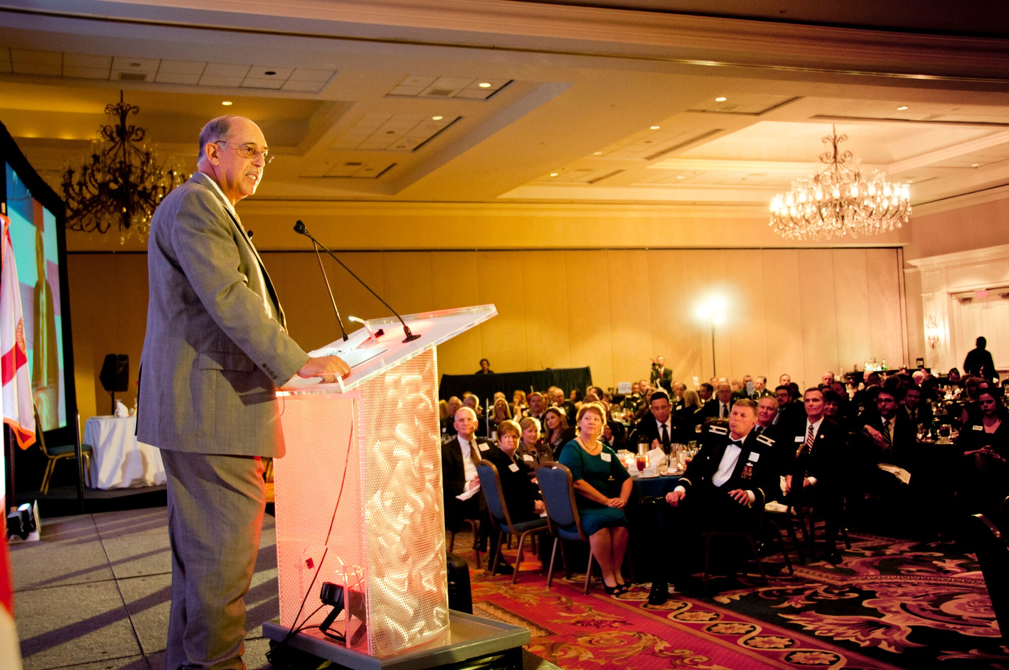TAMPA, Fla. – Retired Lt. Gen. Russel Honore was the keynote speaker at the 2013 Military Appreciation Banquet February 27, 2013.  He spoke to the gathered audience about the legacy of military patriots and the value of community support to enhance military effectiveness.  Honore is most noted for his command of Joint Task Force Katrina. (Official U.S. Air Force photo/Staff Sgt. Shawn Rhodes)
