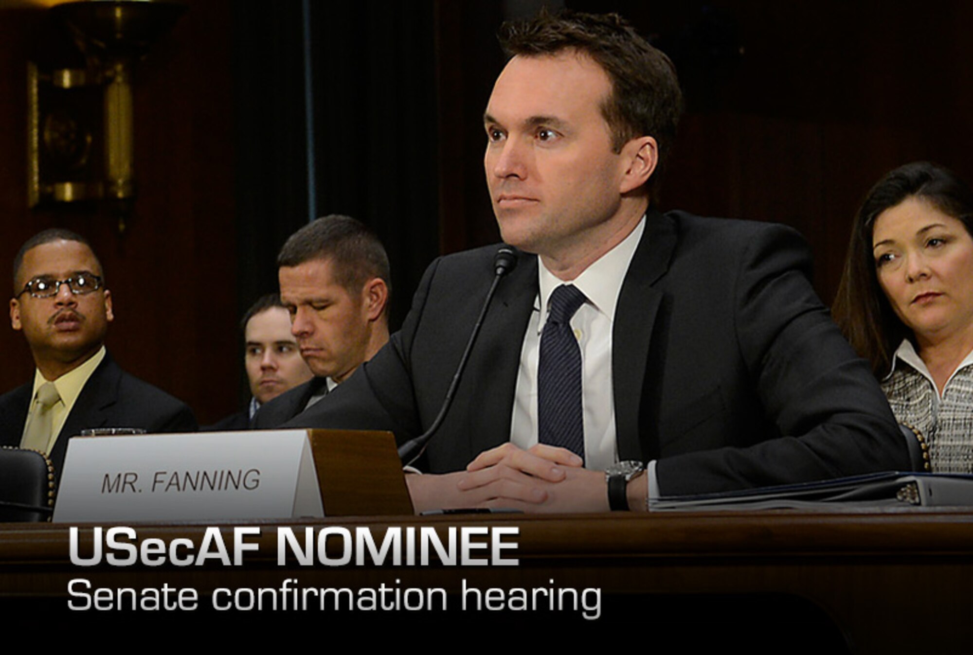Eric Fanning, deputy under secretary of the Navy, testifies before the Senate Armed Services Committee in Washington, D.C., Feb. 28, 2013, as part of the confirmation process to serve as the under secretary of the Air Force.  If confirmed, Fanning will replace Dr. Jamie Morin, who has been the Air Force's acting under secretary since July 3, 2012.  Additional witness before the committee were Alan Estevez, who is nominated to be the principal deputy under secretary of defense for acquisition, technology and logistics; and Frederick Vollrath, who is nominated to be the assistant secretary of defense for readiness and force management.  (U.S. Air Force photo/Scott M. Ash)