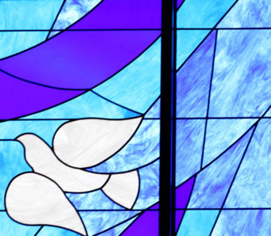 The stained glass window in the interior of the new Chapel Center at Dover Air Force Base. The new chapel was built by the Philadelphia District of the Army Corps of Engineers.
