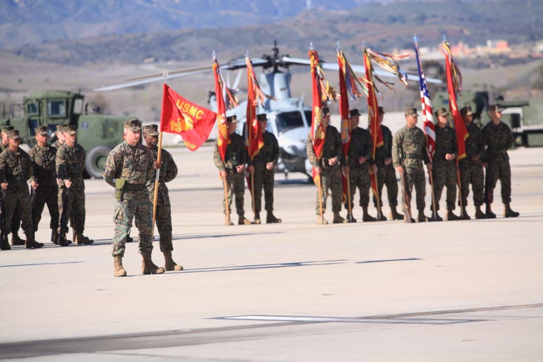 A ceremonial formation of Marines with I Marine Expeditionary Force Headquarters Group, 1st Marine Division, 3rd Marine Aircraft Wing, and 1st Marine Logistics Group, stands at parade rest during a retirement ceremony at Camp Pendleton, Calif., March 1.  Maj. Gen. Melvin G. Spiese, the deputy commanding general of I Marine Expeditionary Force, retired after 36 years of honorable service.