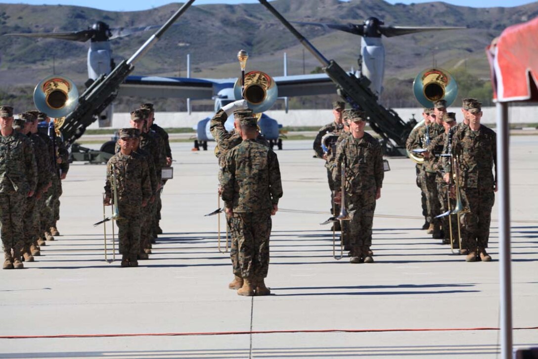The 1st Marine Division Band performs for the retirement ceremony of Maj. Gen. Melvin G. Spiese, the deputy commanding general of I Marine Expeditionary Force, at Camp Pendleton, Calif., March 1. Spiese, from Chicago, completed 36 years of honorable service and was retired by the Honorable Robert O. Work, Under Secretary of the Navy.