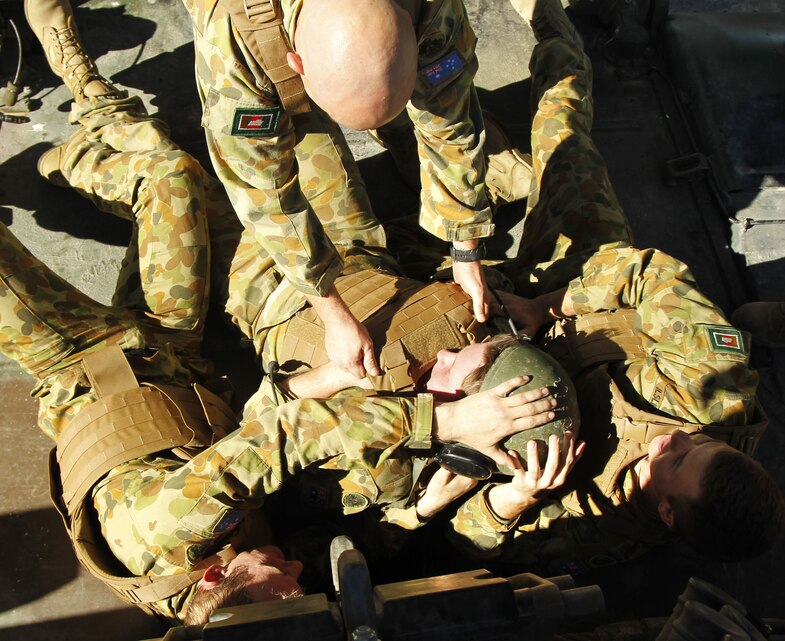 A tank crew from the Australian Army’s 1st Armored Regiment is qualifying at the Combat Center’s Range 500 this week and next with Marines with Company A, 1st Tank Battalion.