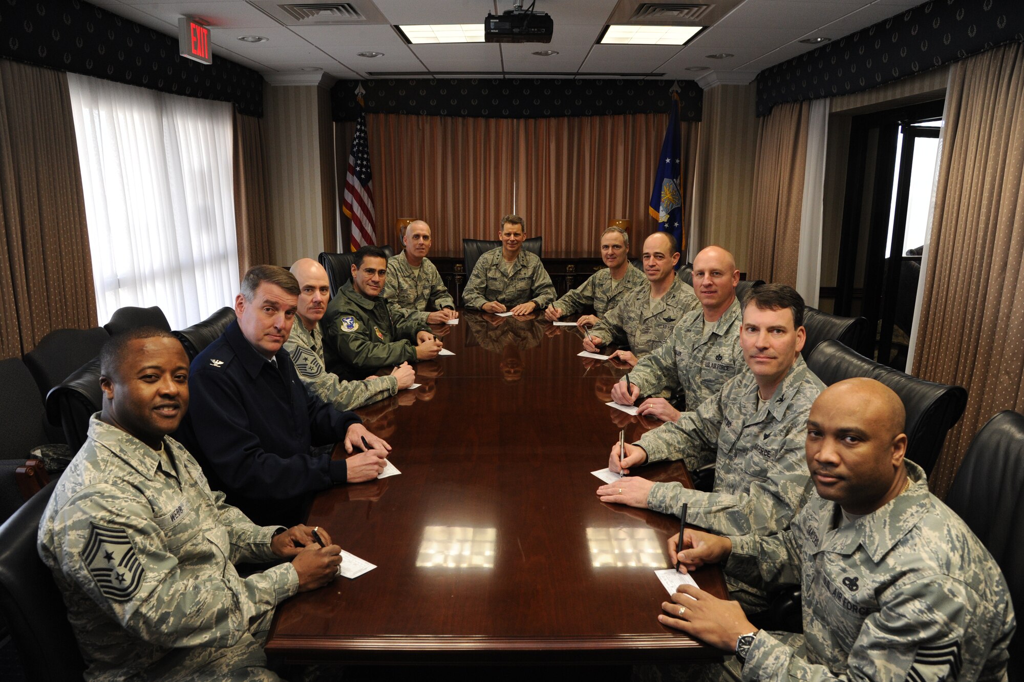 Air Force senior leaders come together to kick-off the 2013 Air Force Assistance Fund (AFAF) campaign at Joint Base Andrews, Md., March 4. AFAF raises funds for charitable affiliates that provide support to Air Force families in need. (U.S. Air Force photo/ Airman 1st Class Aaron Stout)