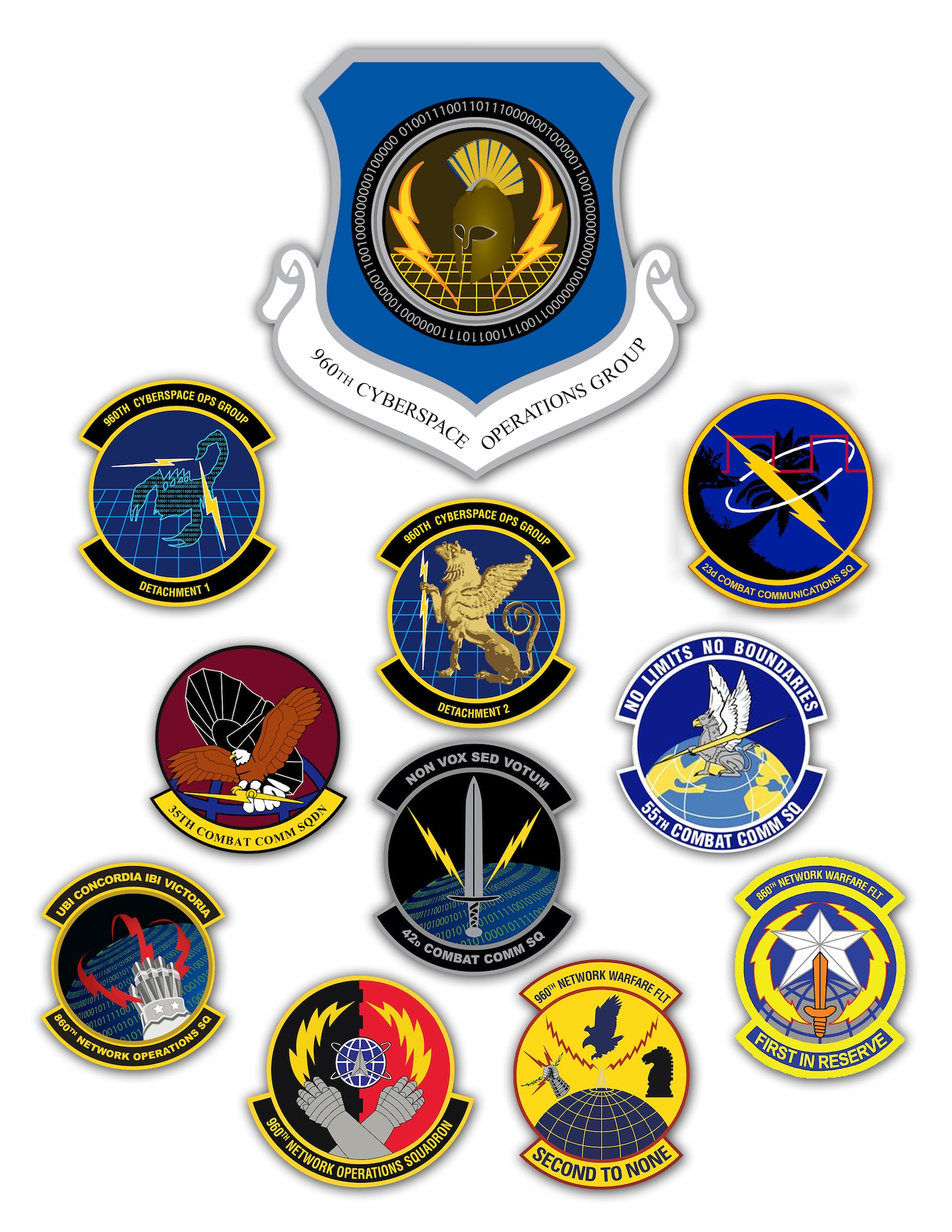Air Force Reserve Command activated the 960th Cyberspace Operations Group at Joint Base San Antonio-Lackland, Texas, March 1, 2013. As the first cyberspace group in the Air Force, the 960th CYOG will have administrative control over 10 Reserve cyber organizations spread throughout the country. (U.S. Air Force graphic/Maria Eames)