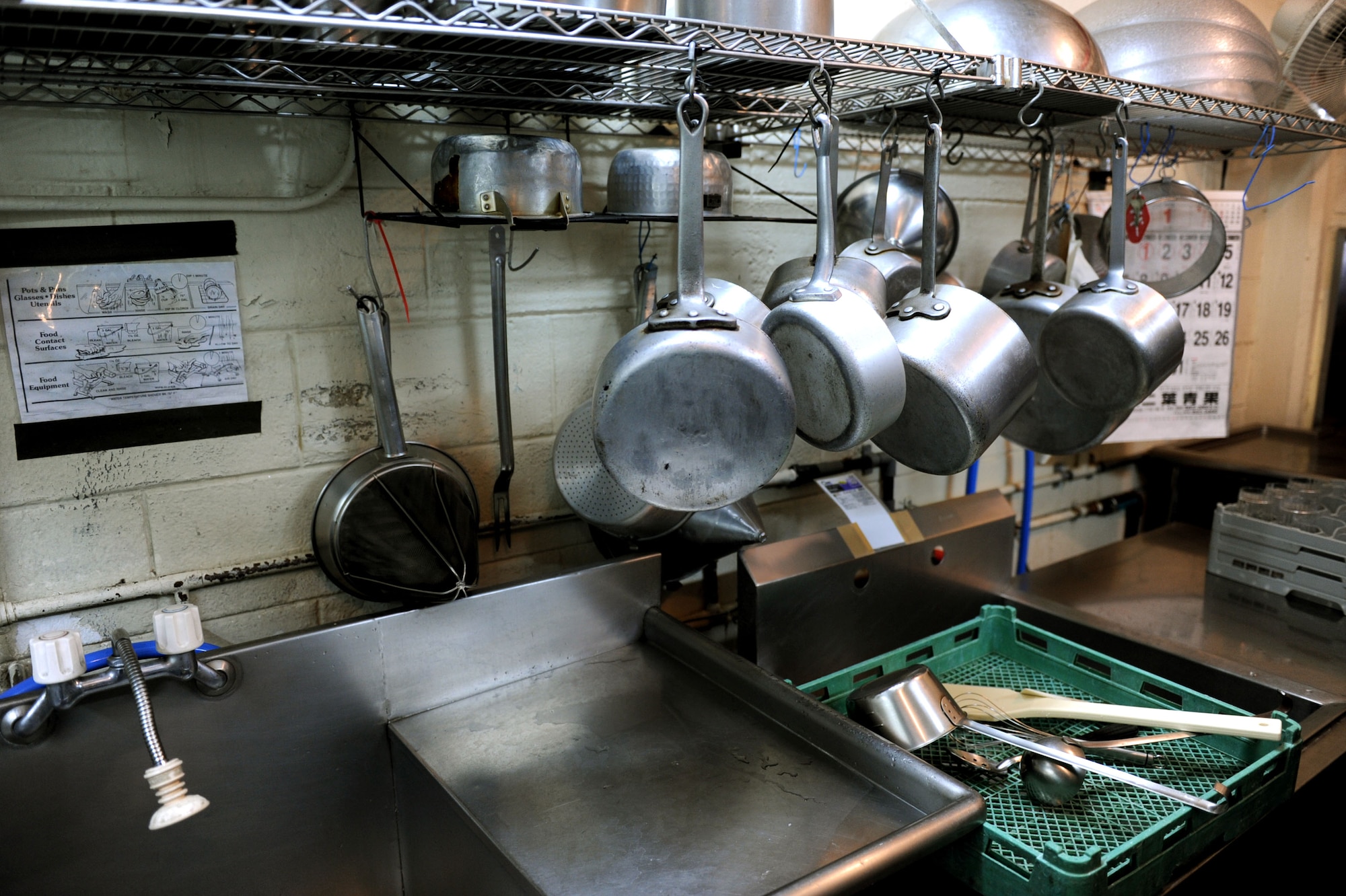The kitchen at Okuma's Surfside Restaurant must be kept clean and orderly at all times on Okuma, Japan, Feb. 2, 2013. As one of his additional duties, U.S. Air Force Tech. Sgt. Douglas Caldwell, Okuma independent medical technician, consistently checks the restaurant for health hazards. (U.S. Air Force photo/Airman 1st Class Brooke P. Doyle)
