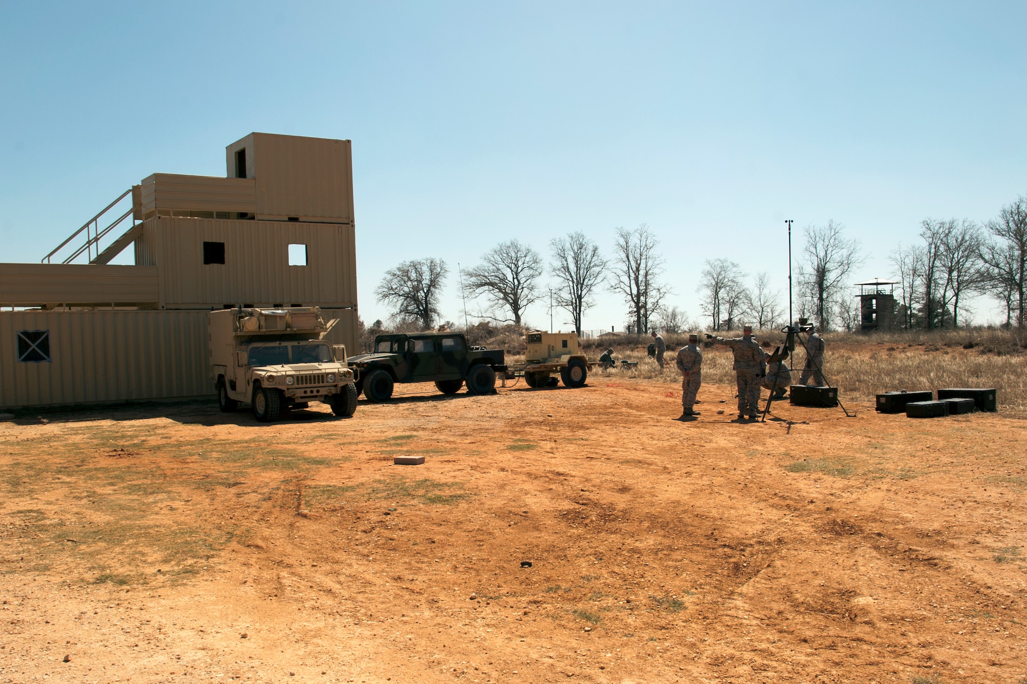 Members of the Texas Air National Guard's 209th Weather Flight, based at Camp Mabry, in Austin, Texas, conduct training at Camp Swift, near Bastrop, March 2, 2013. The training is part of an annual requirement. (National Guard photo by Air Force Staff Sgt. Phil Fountain / Released)