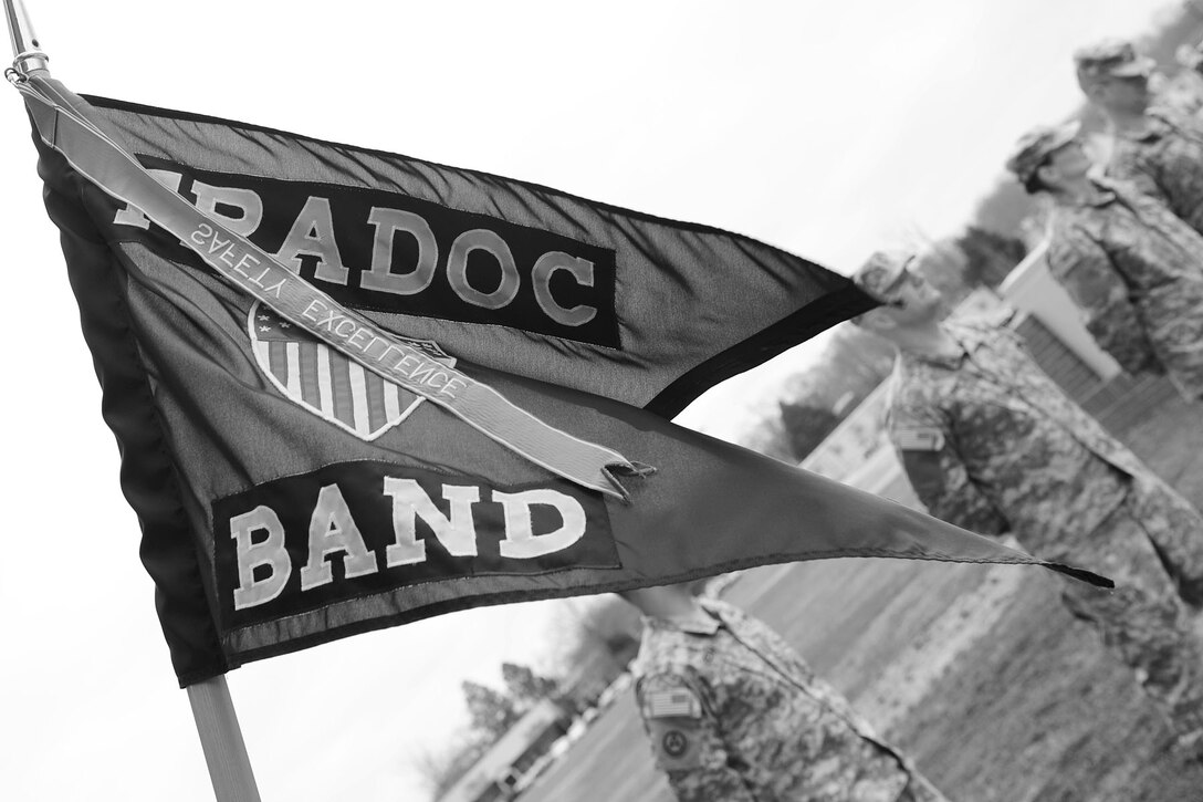 Members of the U.S. Army Training and Doctrine Command band attend formation at Fort Eustis, Va., Feb. 27, 2013. Unit formation is held every morning before the start of the duty day. (U.S. Air Force photo by Staff Sgt. Ashley Hawkins/Released) 