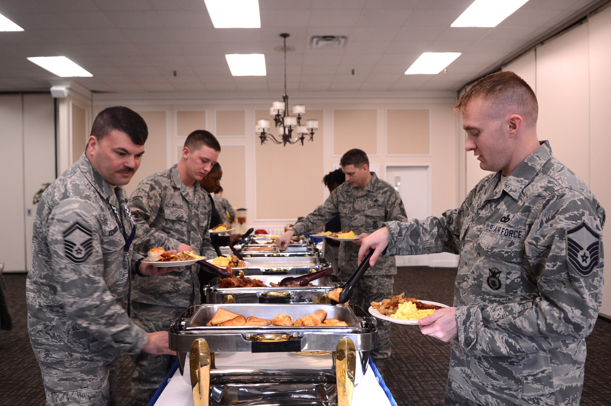 The 2013 Air Force Assistance Fund campaign kicks off with a breakfast at Carolina Skies Club and Conference Center, Shaw Air Force Base, S.C., Feb., 28, 2013.  Four major charities, all of which help Airmen, benefit the AFAF: the Air Force Aid Society, Air Force Villages, Air Force Enlisted Villages and the General and Mrs. Curtis E. LeMay Foundation.  (U.S. Air Force photo by Airman 1st Class Nicole Sikorski/Released)