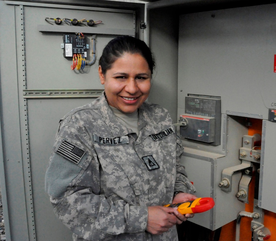 KANDAHAR AIRFIELD, Afghanistan -- Women electrical engineers are few in the U.S. Army Corps of Engineers. Shafak Pervez should know--she is one of them. She is also the kind of woman who thrives on new experiences that engage her mind and help other people simultaneously.

For Pervez, 34, learning new things and staying busy is a priority and that's the reason she joined the USACE team. "I get bored working on same type of projects and was looking for something that would provide variety and freedom to move around. I love the type of work USACE does - we are everywhere!"