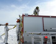 MINOT AIR FORCE BASE, N.D. -- Team Minot's 5th Civil Engineer Squadron Fire Emergency Services Flight was recently awarded the 2012 Air Force Global Strike Command Medium Fire Department of the Year. The fire department is responsible for response and prevention in the missile complex, on the flight line, in base housing and the weapons storage area. (U.S. Air Force photo/Airman 1st Class Andrew Crawford)
