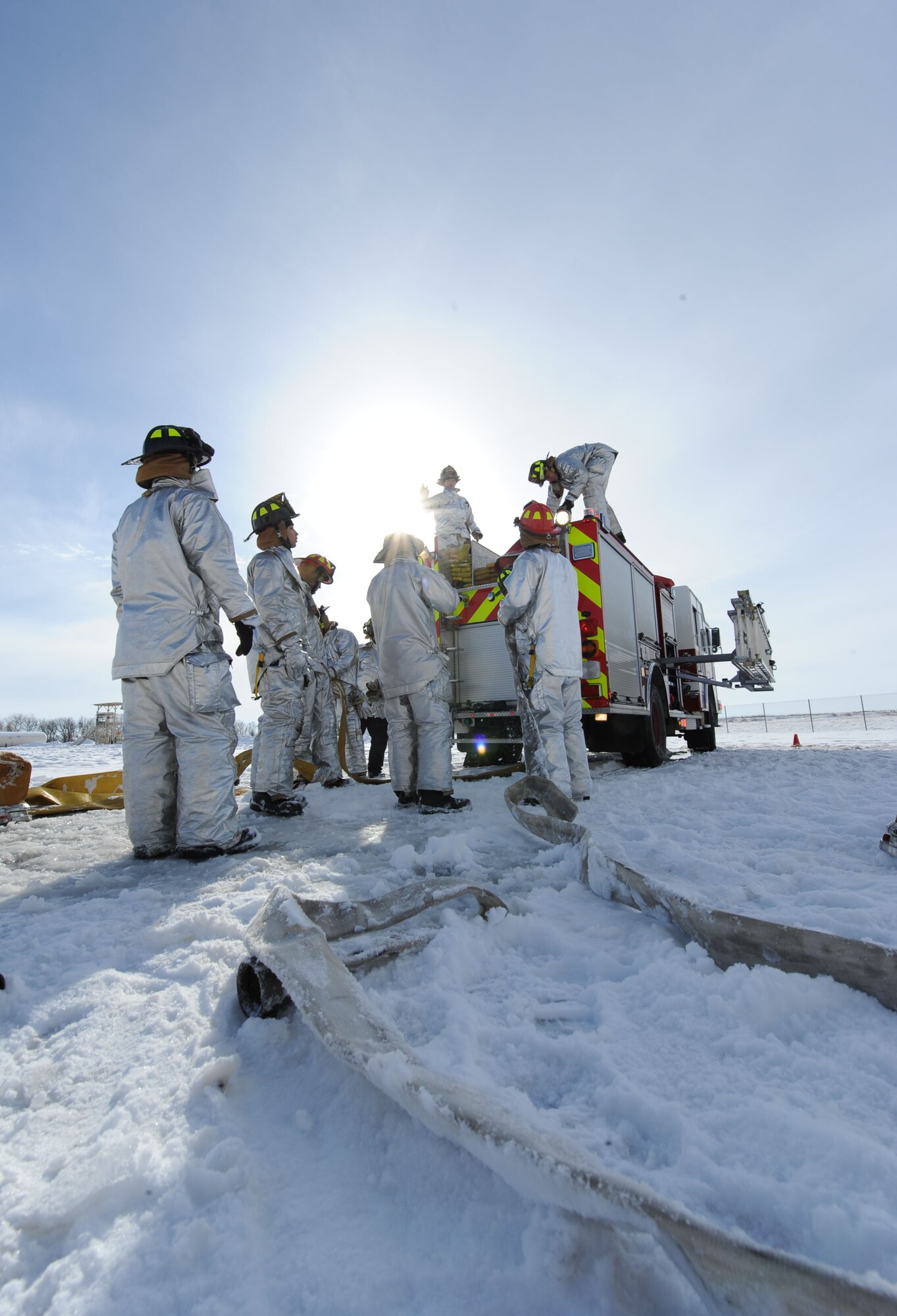 MINOT AIR FORCE BASE, N.D. -- Team Minot's 5th Civil Engineer Squadron Fire Emergency Services Flight was recently awarded the 2012 Air Force Global Strike Command Medium Fire Department of the Year. The fire department is responsible for response and prevention in the missile complex, on the flight line, in base housing and the weapons storage area. (U.S. Air Force photo/Airman 1st Class Andrew Crawford)
