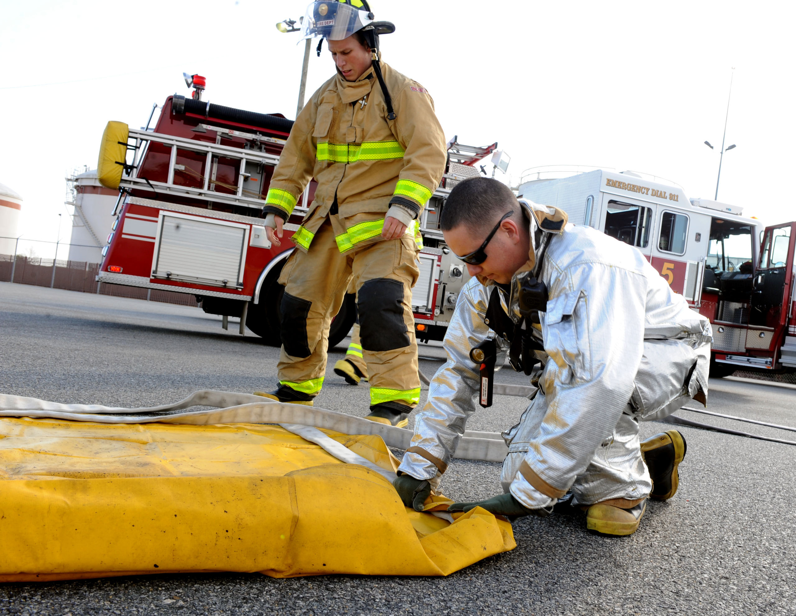 Langley CES show their skills during fuel spill exercise > Air Combat
