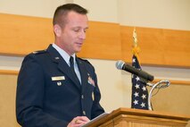 Colonel R. Bruce Roehm speaks as the new commander of the 341st Medical Group