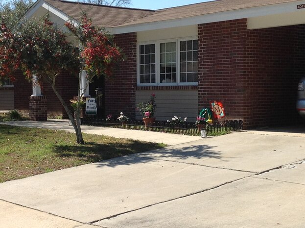 Forest City Communities recently announced their March Yard of the Month winners at Joint Base Charleston – Air Base, S.C. This yard belongs to Staff Sgt. Kennard Mallicote, 437th Aerial Port Squadron. Yard of the Month winners receive a gift card from a local home improvement store. (Courtesy photo)