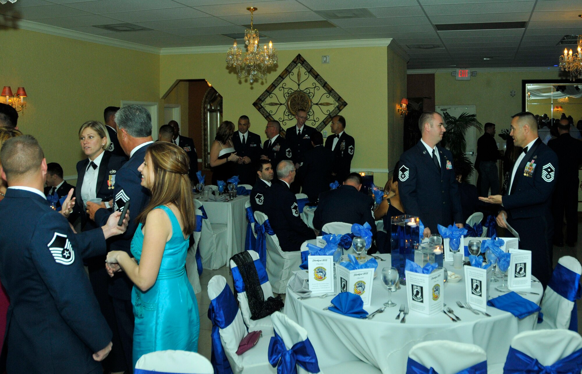 Members of Homestead Air Reserve Base’s 482nd Fighter Wing, 482nd Maintenance Group, and Det 2, 20th Operations Group  gathered for Sharkfest 2013 at the Royal Palace Banquet Hall in Homestead, Fla., March 2. Sharkfest is an awards banquet where maintenance personnel from the base were recognized and honored for exceptional and outstanding performance throughout the previous year. (U.S. Air Force photo/Nicholas Caceres)