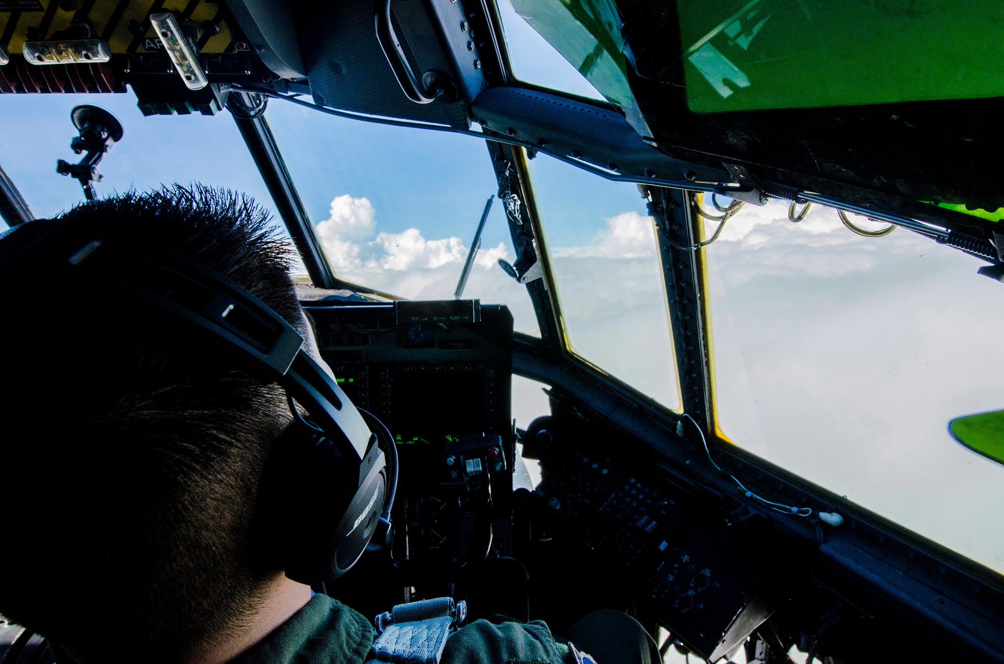 U.S. Air Force Captain Lawrence Melnicoff, 1st Special Operations Squadron Pilot, flies a U.S. Air Force MC-130H Combat Talon II special operations aircraft in support of the Stray 59 Memorial Ceremony over Subic Bay, Philippines, Feb 26, 2013. Stray 59 was a 1st Special Operations Squadron U.S. Air Force MC-130E Combat Talon I special operations aircraft that went down in 1981 over Subic Bay, Philippines, during a training mission (U. S. Air Force photo/Airman 1st Class Tyler Prince)