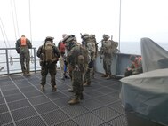 A detachment of Marines with 2nd Supply Battalion, 2nd Marine Logistics Group deployed to replenish the 26th Marine Expeditionary Unit from Feb. 7 to 17, 2013.  The four Marines from 2nd Supply Bn. utilized a new supply system through the Navy. 