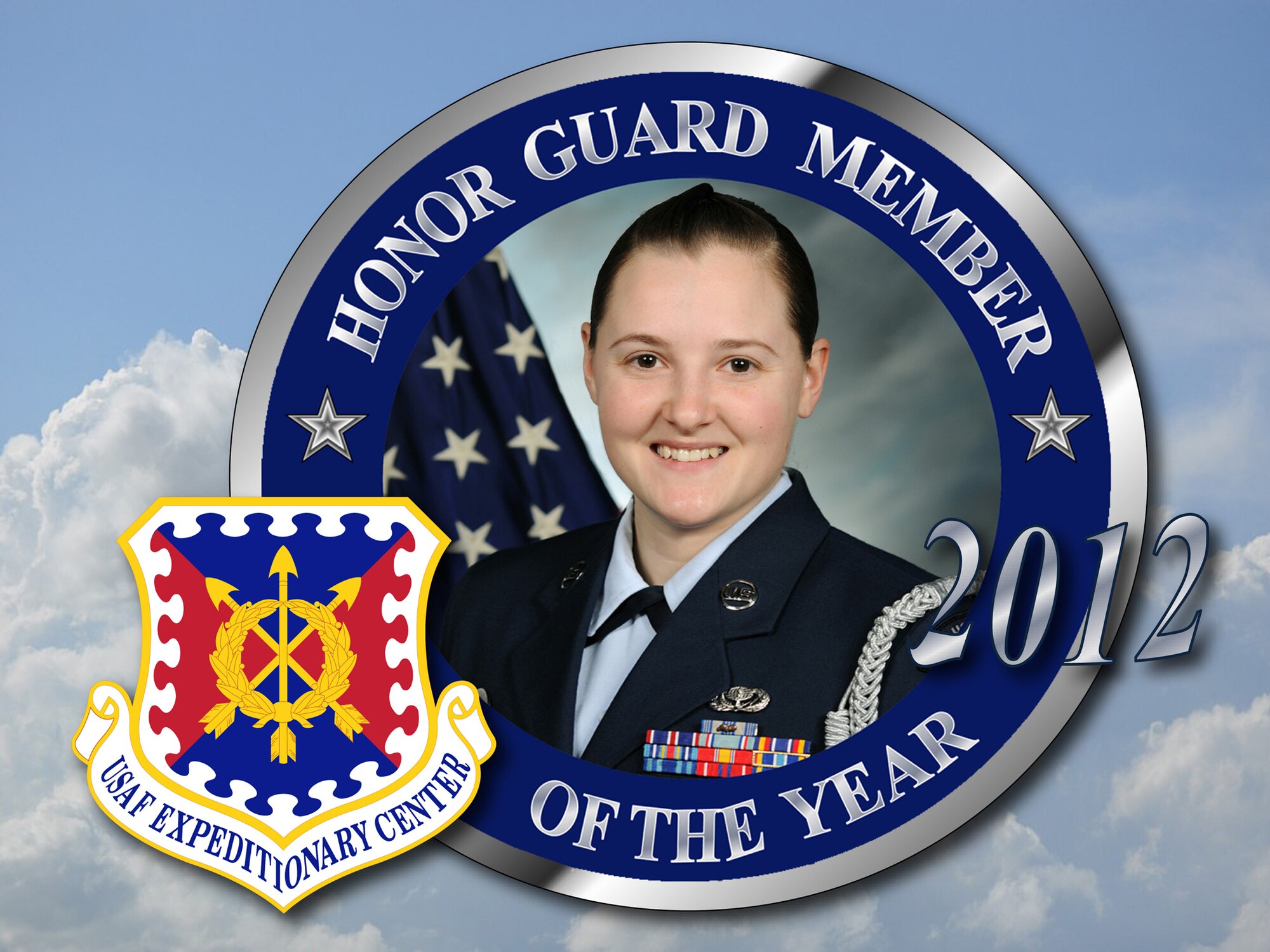 Staff Sgt. Alexandra Crawley, Grand Forks Air Force Base Honor Guard NCO in charge, was named the  2012 U.S. Air Force Expeditionary Center  Honor Guard Member of the Year. (U.S. Air Force photo illustration/Staff Sgt. Luis Loza Gutierrez)