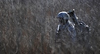 Staff Sgt. Cameron Cochran, a patrolman with the 412th Security Forces Squadron, secures the perimeter of a simulated extraction point. Cochran and 46 fellow Airmen spent 26 days in February attending the Combat Leadership Course, Level II, at Joint Base San Antonio-Camp Bullis, Texas. He and 42 Security Forces Airmen spent the six weeks learning Security Forces operations and practical field skills such as moving as teams and squads, as well as conducting missions in the field. The course is taught several times during the year through the Security Forces Academy, part of the 343rd Training Squadron at JBSA-Lackland. (U.S. Air Force photo by Senior Airman Matthew Fredericks/Released)