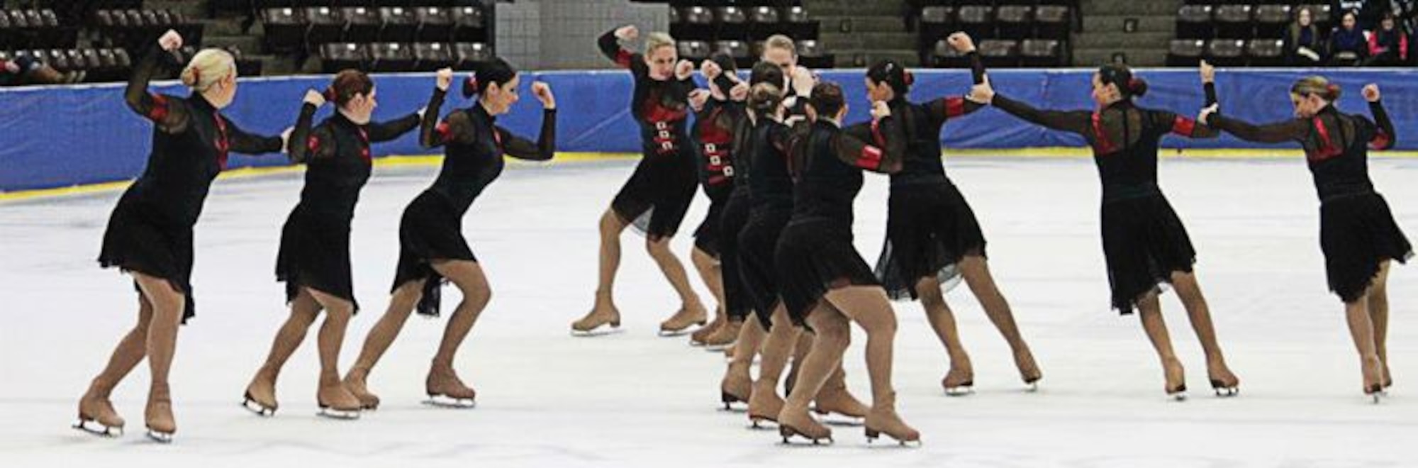 Michigan Air National Guard Technical Sgt. Deena DeLaRosa skates with the Eclipse Synchronized Skating Team, which recently placed in the top 10 teams in the Master’s Division at the 2013 U.S. Synchronized Skating National Championships. DeLaRosa, third from the left, is a medic with the 127th Medical Group at Selfridge Air National Guard Base, Mich. 