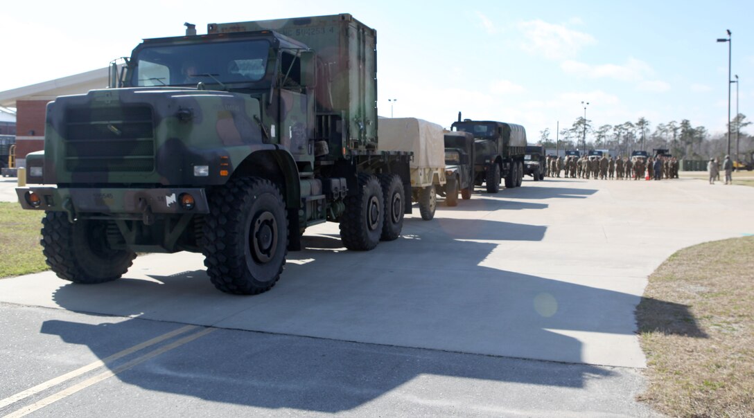 Marines with 2nd Longshoreman Platoon trained to conduct port operations through practical application of their duties for using some vehicles to assist while preparing for African Lion 2013, an annual training exercise between US African Command and Morocco. They conducted their training at Stone Bay, a satellite installation of Marine Corps Base Camp Lejeune Feb. 8. The Marines will handle the offloading and uploading of equipment to support African Lion 13.