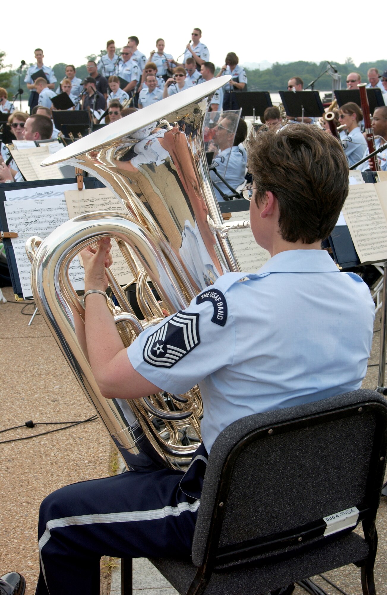 Chief Duga warming up before a summer series concert