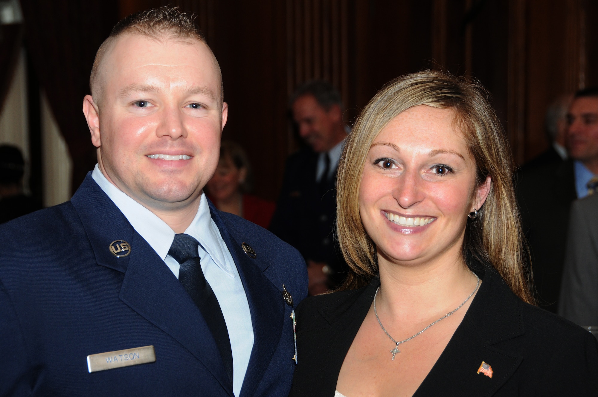 Tech. Sgt. Kevin Watson, recipient of the Pennsylvania’s Octavius V. Catto Medal, and wife Melissa, attend the presentation ceremony on Feb. 23 held at the Union League in Philadelphia. The Union League, celebrating over 150 years there, is host to numerous events honoring the military of the past, present and future.