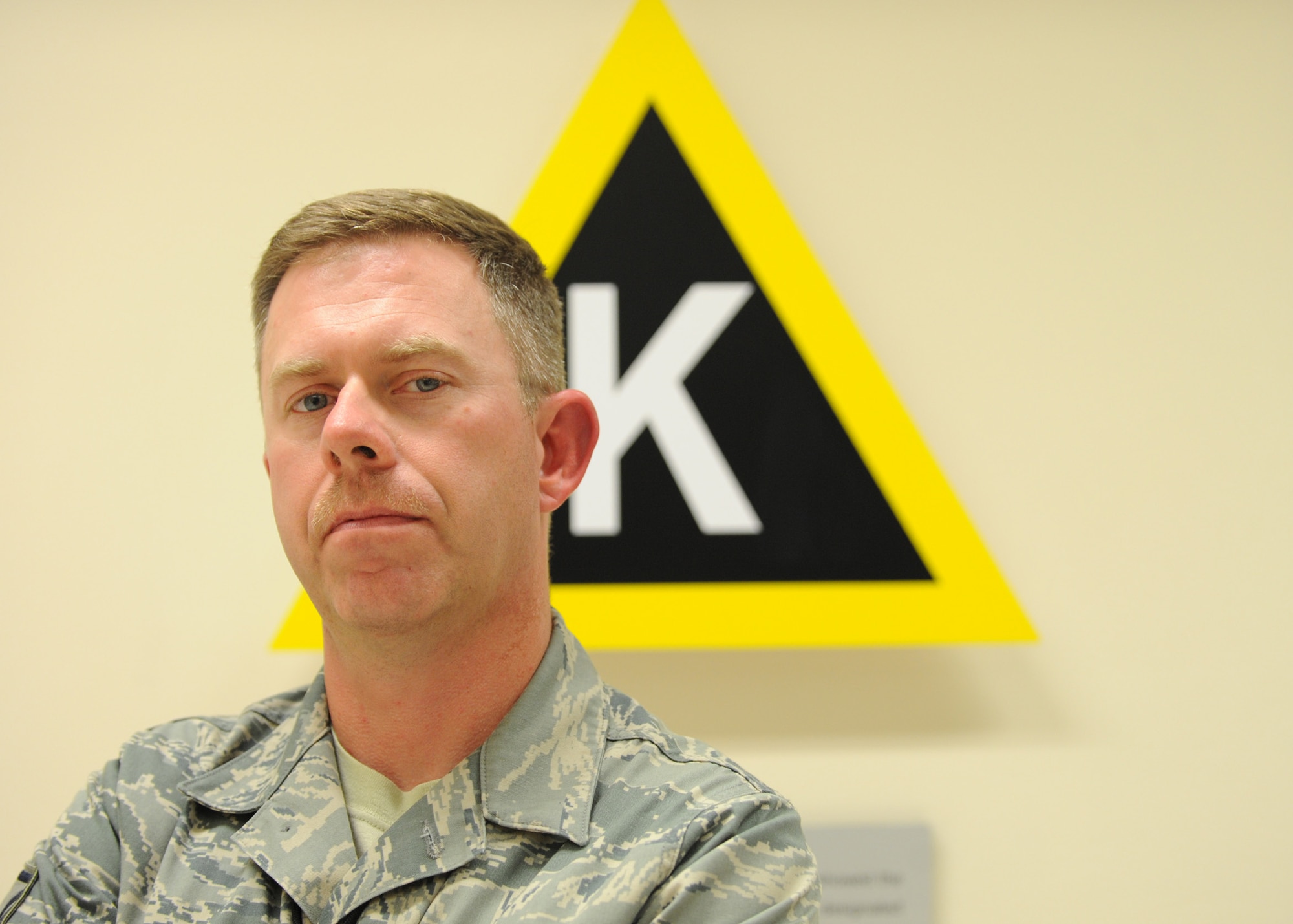 SOUTHWEST ASIA – Master Sgt. Brendan Kavanaugh, 379th Air Expeditionary Wing Public Affairs superintendent, said he grew his March mustache because of Air Force tradition. (U.S. Air Force photo/Senior Airman Joel Mease)
