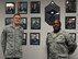 Senior Airman Brent Donaldson and Chief Master Sgt. Eric Johnson, 82d Training Wing command chief, stand next to a photo of Donaldson’s grandfather who is a former 82d TRW command chief. Donaldson was at Sheppard to complete a refueling maintenance class and will graduate on March 11. (U.S. Air Force Photo/Kimberly Parker)