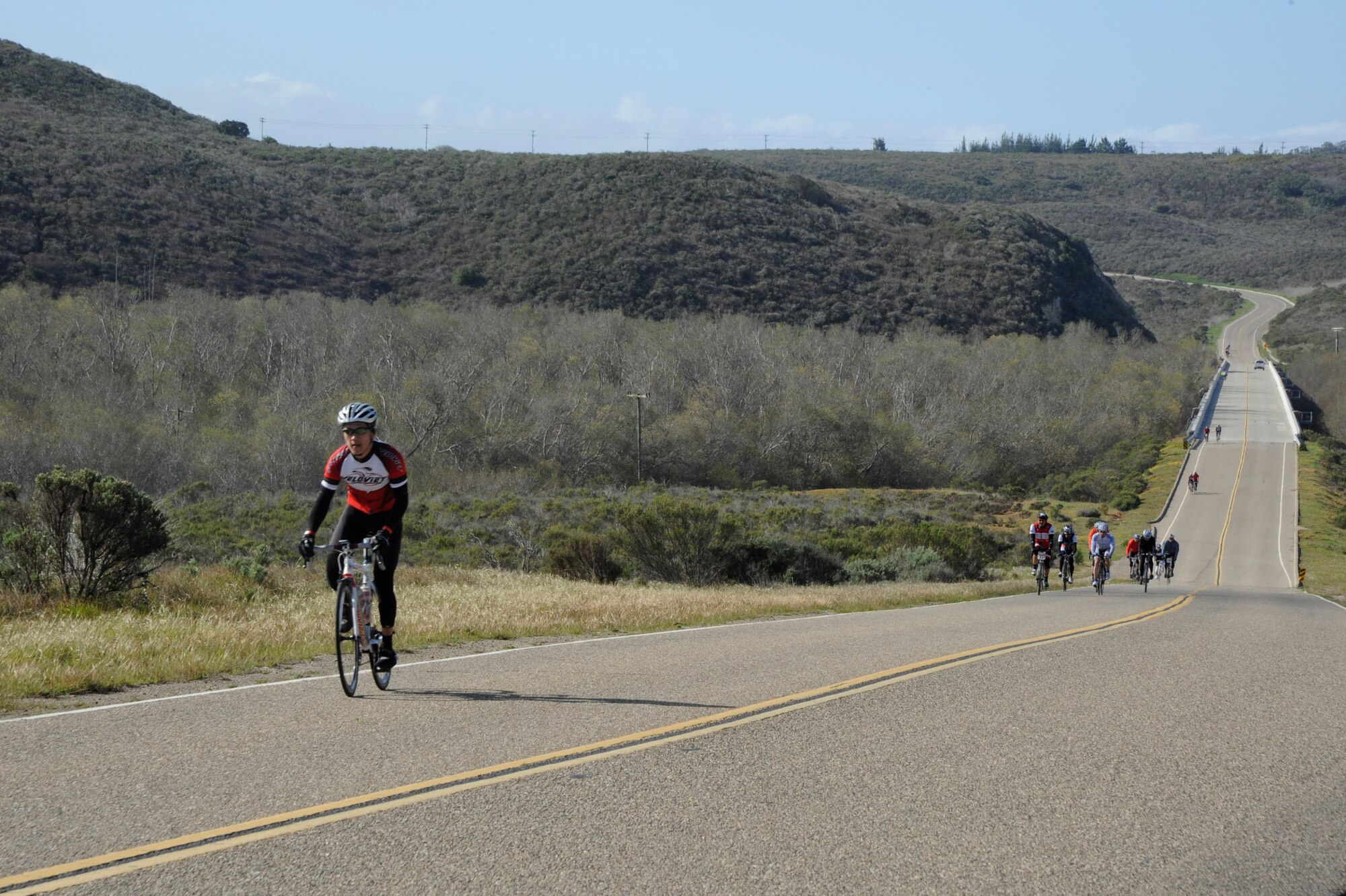 VANDENBERG AIR FORCE BASE, Calif. – Bikers with the Specialized Coronary Outpatient Rehabilitation Cardiac Cyclist Club Inc. ride through the base here Saturday, March 9, 2013. Nearly 1,500 riders participated in a 100-mile century ride, 14 of those miles went through Vandenberg Air Force Base. (U.S. Air Force photo/Senior Airman Lael Huss)