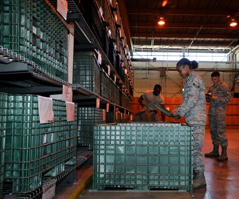 Airmen assigned to the 2nd Logistics Readiness Squadron Mobility Flight inventory body armor and body armor inserts at the 2 LRS warehouse on Barksdale Air Force Base, La., March 11. As well as issuing out gear to Airmen set to deploy, LRS mobility Airmen must also keep track of every individual piece of equipment, collectively worth more than $12.6 million. (U.S. Air Force photo/Airman 1st Class Andrew Moua)