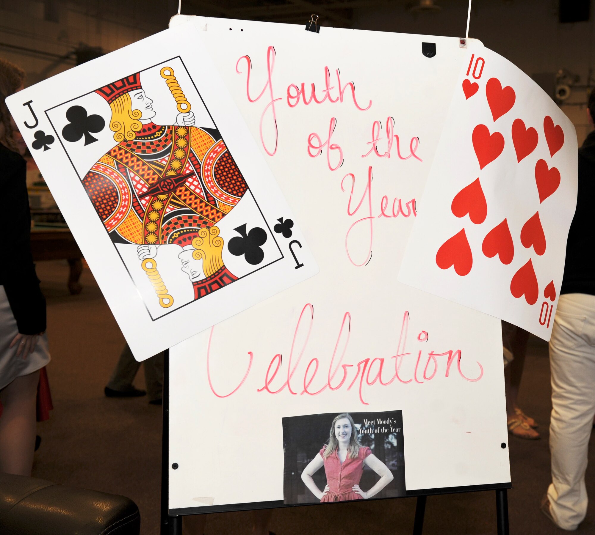 A sign sits on display during a Youth of the Year Celebration in the Youth Center at Moody Air Force Base, Ga., Mar. 8, 2013. Stephanie Ramer was named Moody Youth of the Year for her achievements and contributions to helping cancer patients by making holiday cards, tutoring her peers and assisting in the local community. (U.S. Air Force photo by Airman 1st Class Olivia Bumpers/Released)