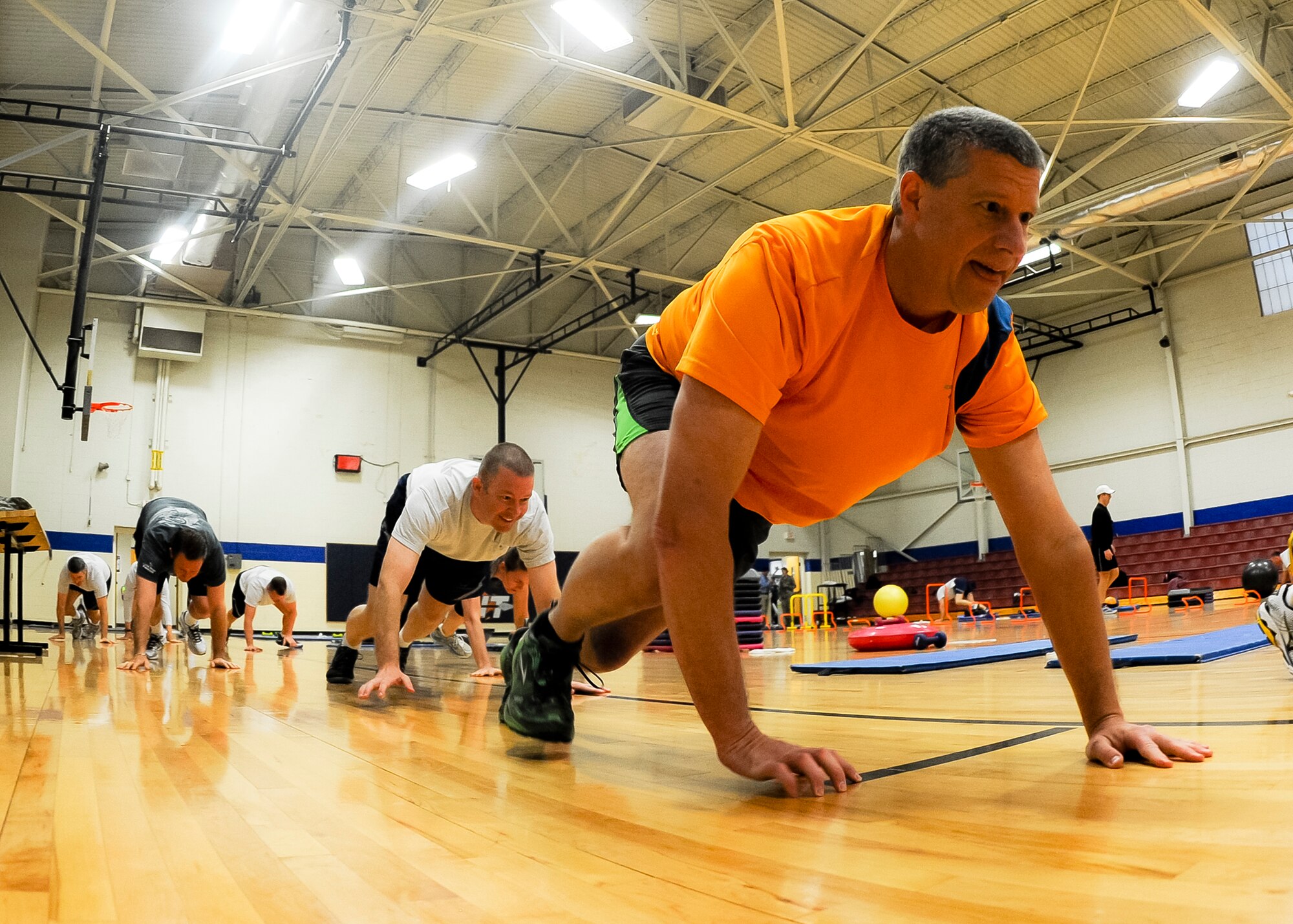 ALTUS AIR FORCE BASE, Okla. – Allen Sasse, 97th Training Squadron honorary commander, exercises at the base fitness center as a part of Altus AFB’s first Honorary Commander Boot Camp, March 8. Sasse and other honorary commanders participated in the boot camp to experience a day in the life of an Airman, and to learn about the history and traditions of the U.S. Air Force. The Honorary Commander program fosters and strengthens the friendship and partnership between the base and surrounding community.  (U.S. Air Force photo by Airman 1st Class Levin Boland / Released)