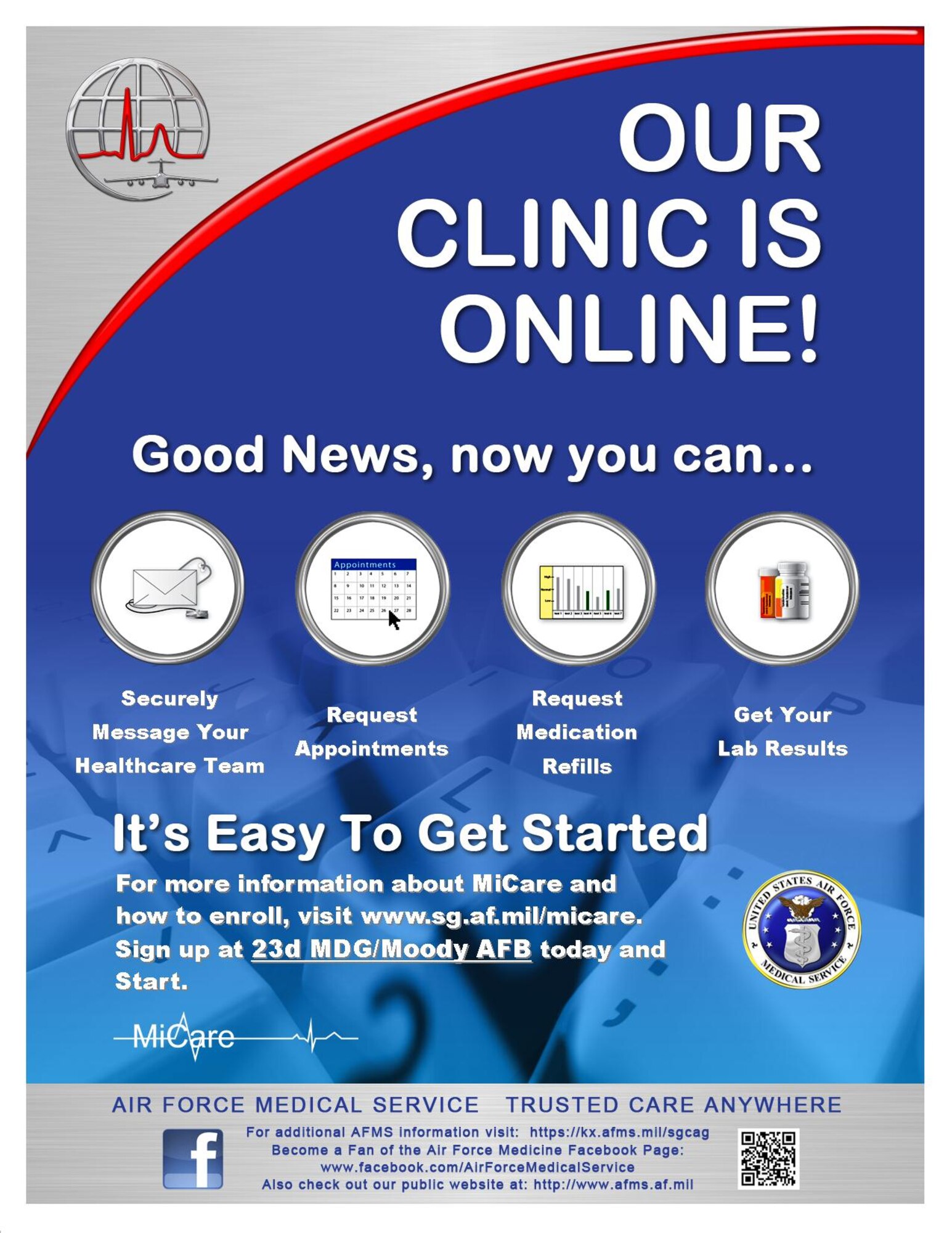 The 23d Medical Group is now online with MiCare. Visit the 23d MDG to sign up today.