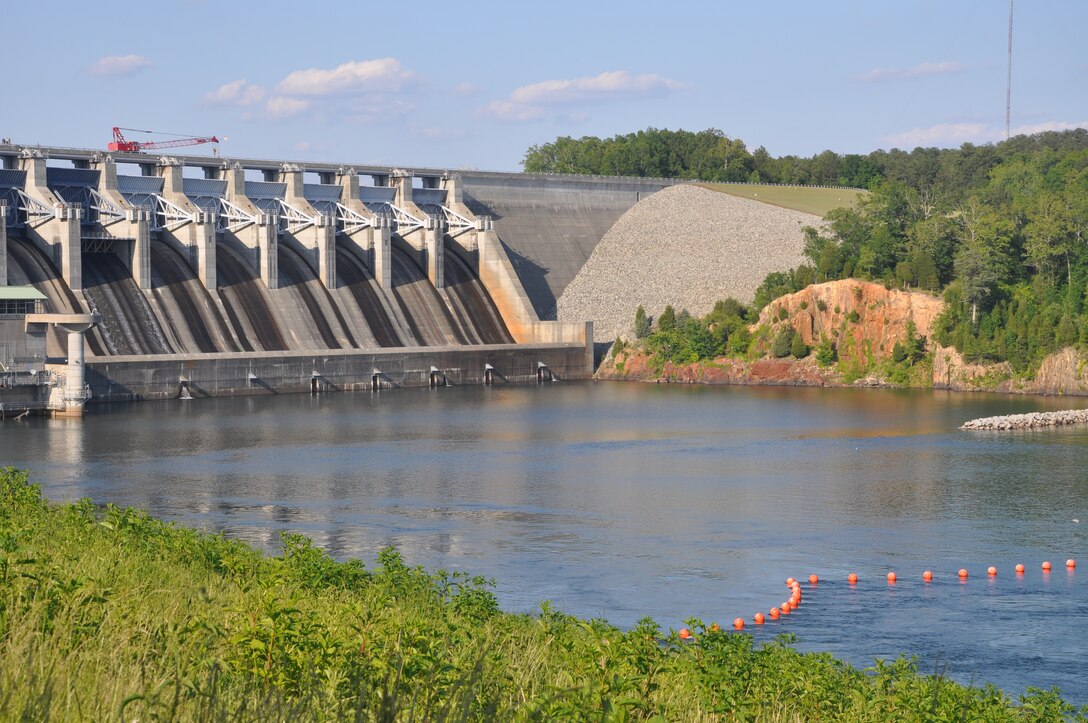 A view of the tailrace at the Richard B. Russell Dam, operated by the U.S. Army Corps of Engineers Savannah District.