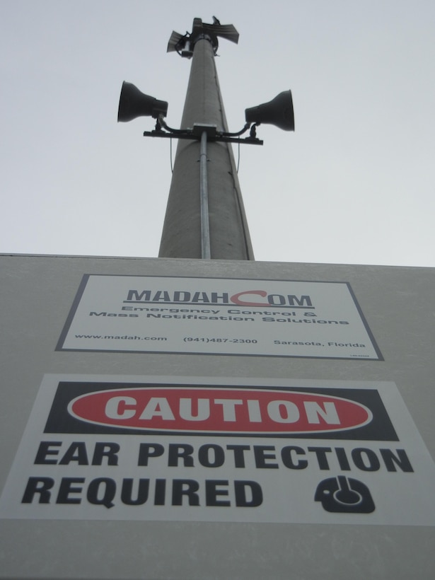 Quantico tested its “giant voice” system March 12, in conjunction with Virginia Tornado Preparedness Day. In the event of a tornado sighting, the system, as well as the indoor mass notification system, would give safety instructions. 