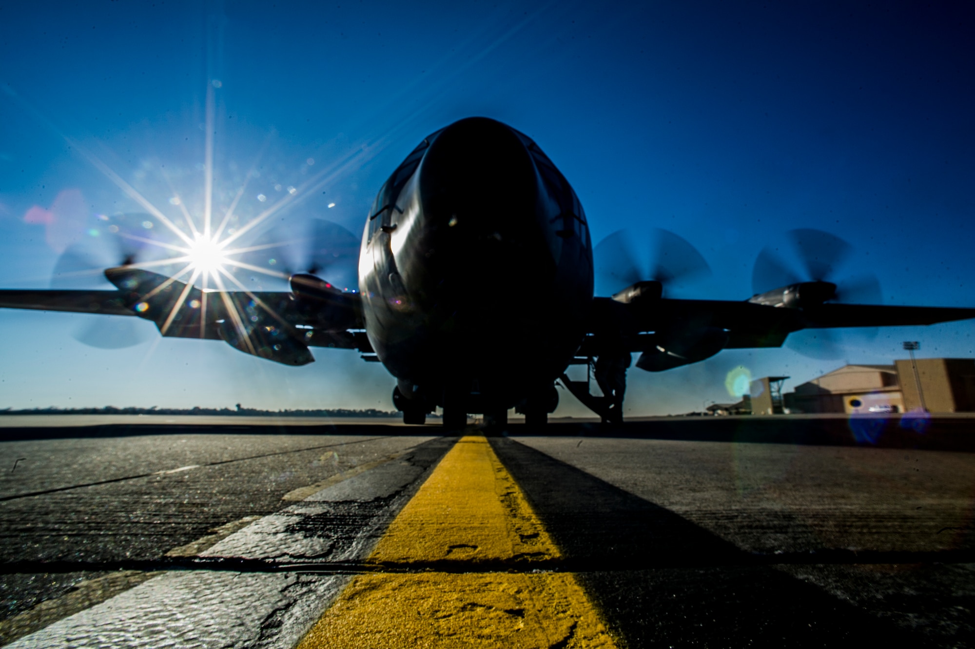 Hurlburt Field’s last C-130E Hercules sits on the flight line for final take off prior to its retirement on Hurlburt Field, Fla., March. 4, 2013. The Hercules has been in service in the Air Force for more than 40 years and flew during the Vietnam War. (U.S. Air Force photo/Airman 1st Class Christopher Callaway)
