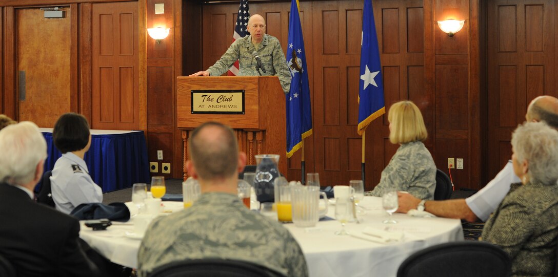 Maj. Gen. Howard D. Stendahl, Air Force Chief of Chaplains, speaks at The National Prayer Breakfast on Joint Base Andrews, Md., March 12, 2013. Stendahl leads a force of approximately 2,000 chaplains and chaplain assistants. (U.S. Air Force photo/Airman 1st Class Nesha Humes)(Released)