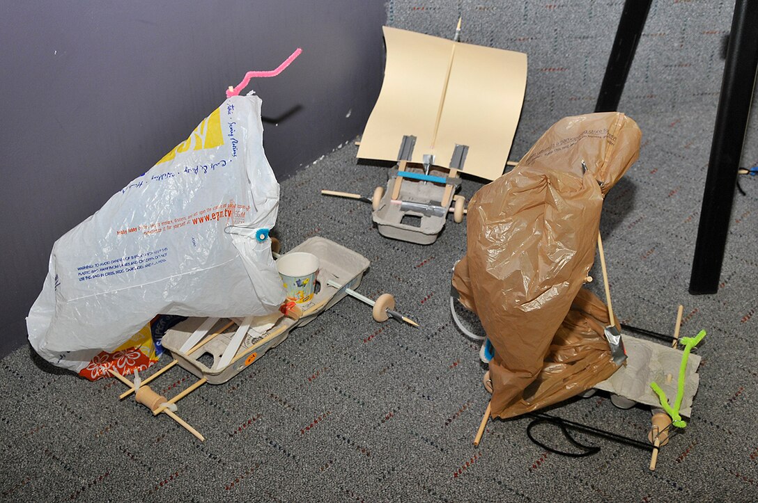 Design competition vehicles are displayed during the local National Engineers Week Design Competition. (Photo by Jacqueline Cowan)