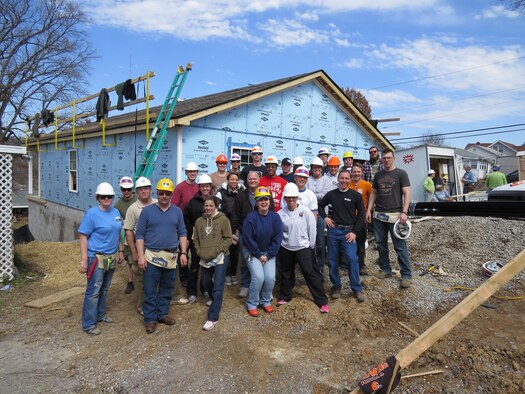 KNOXVILLE, Tenn. -- At least 25 Airmen with the Air National Guard’s I.G. Brown Training and Education Center here brought hammers and carpentry skills to bear to help Knoxville, Tenn., residents Saturday, March 9 by finishing their home through “Habitat for Humanity.” (National Guard photo courtesy Mrs. Sabrina Tullock)