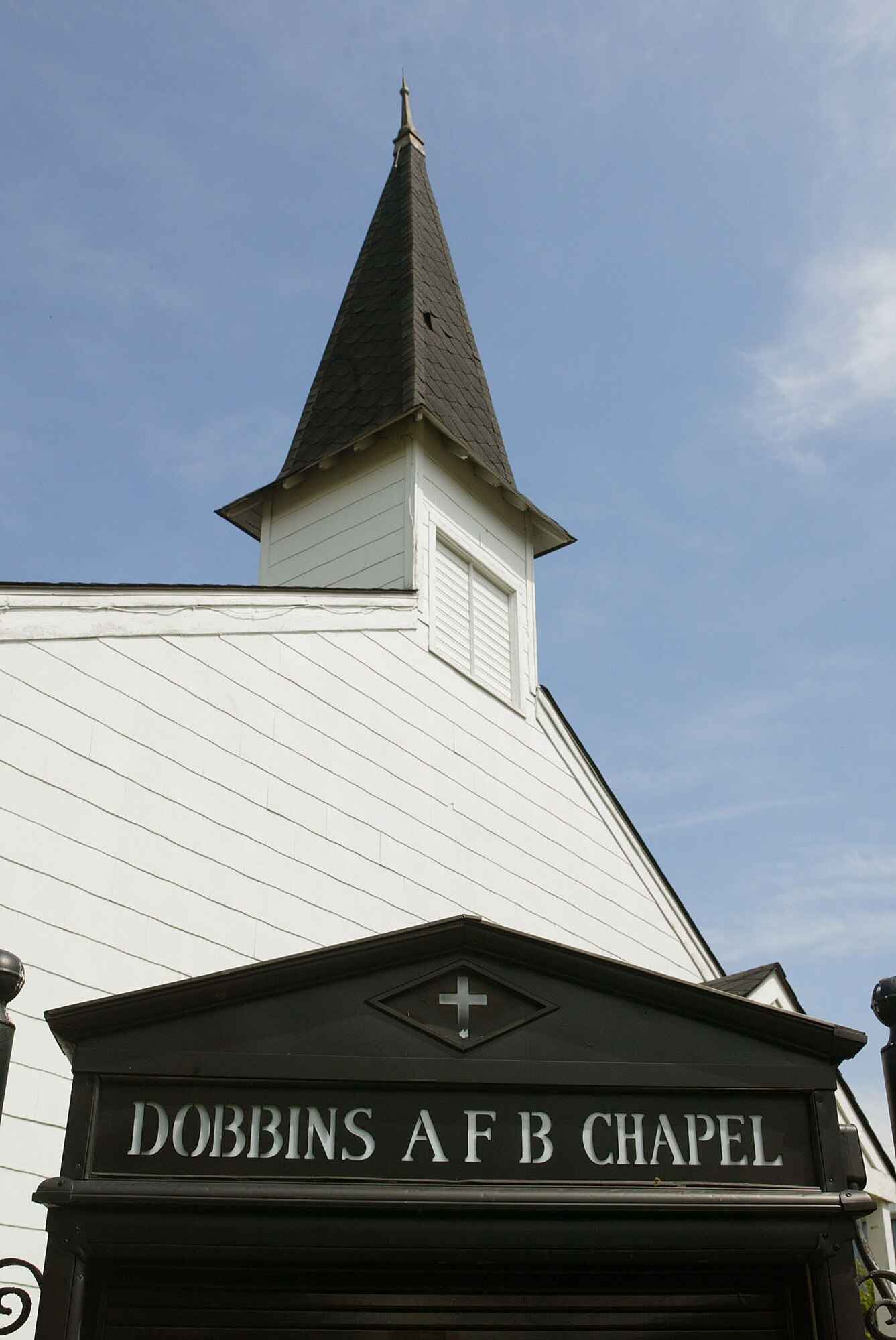 The Dobbins Air Reserve Base Chapel, image originally captured May 4, 2005, is a familiar site to those who have attended services and numerous events and ceremonies to include weddings conducted throughout the years. (U.S. Air Force photo/Don Peek)
