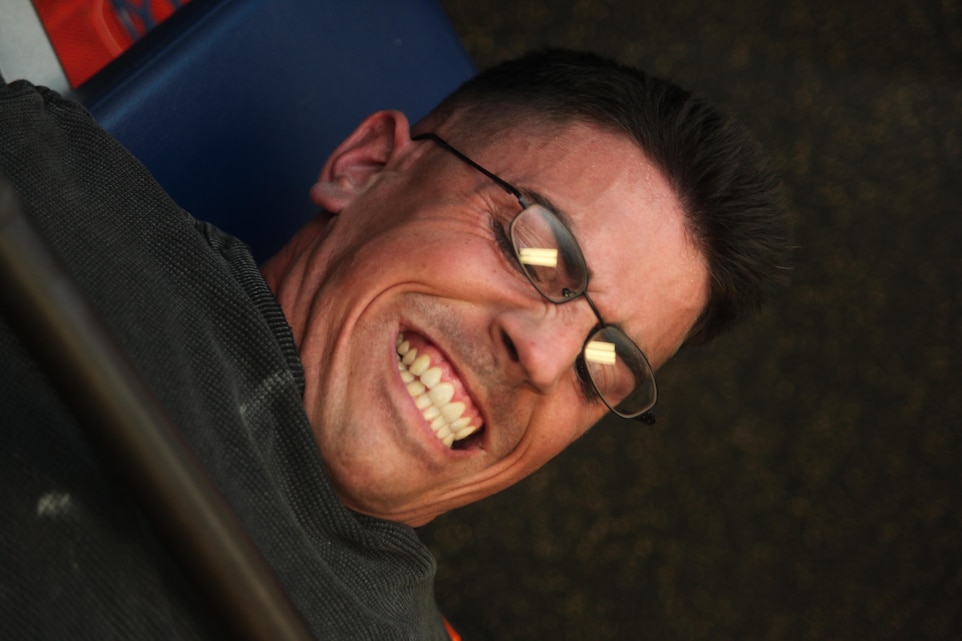 Sgt. Royce A. Williams, a military policeman with the Provost Marshal’s Office, uses his emotion and strength to bench 225 pounds during his workout at the Devil Dog Gym March 11.