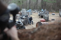 Marines with Headquarters and Headquarters Squadron departed Marine Corps Air Station New River to engage in a stress relieving game of paintball, Feb. 28. The paintball game was part of Operation Adrenaline Rush, whose goal is to provide Marines with outdoor recreational activities to mitigate boredom and stress. 
