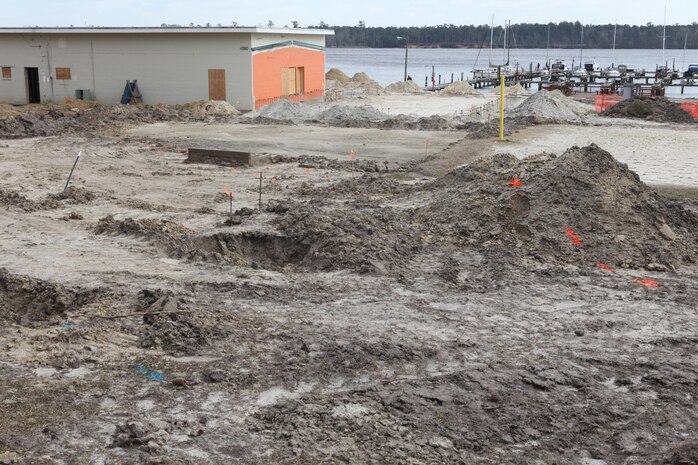 The Marina aboard Marine Corps Air Station New River is estimated to be completed by September. One of the renovations includes a four-level, 1,200 space parking garage to host marina patrons and "Super Hangar" employees. 