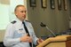 Col. Jeffery Aebischer, Director of Staff, Idaho Air Guard, briefs Airmen on the health and welfare of the Idaho Air National Guard at The Adjutant General's Leadership Training Day, Mar. 9, Gowen Field, Boise, Idaho. (U.S. Air Force photo by Tech. Sgt. Becky Vanshur)