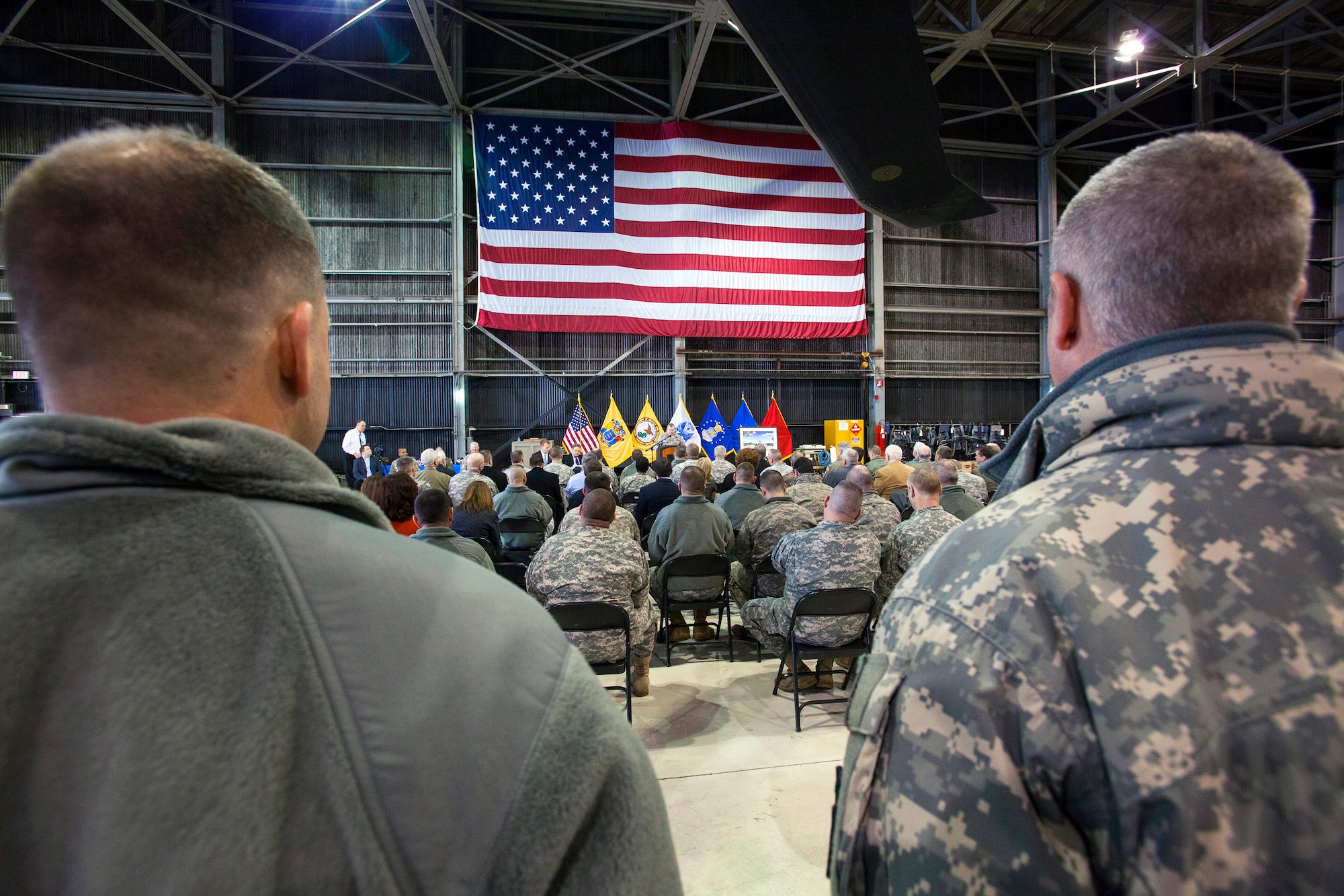 (At podium) Brig. Gen. Michael L. Cunniff, National Guard and Adjutant General of New Jersey commander, speaks during the groundbreaking ceremony for the New Jersey National Guard's Army Aviation Support Facility March 8, 2013, at Joint Base McGuire-Dix-Lakehurst, N.J.  The $43 million facility will consolidate the 1st Battalion, 150th Aviation Regiment support under one roof. This facility will enhance the unit’s operational readiness and improve the New Jersey National Guard's response to state and federal missions by providing the newest and most efficient aircraft maintenance and training support equipment.  (U.S. Air Force photo by Master Sgt. Mark C. Olsen/Released)