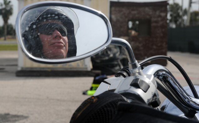 Tech. Sgt. Brooks Hanson, 728th Air Mobility Squadron, makes a loop around a safety course during a motorcycle safety training class March 7, 2013, at Incirlik Air Base, Turkey. Hansen and five other Airmen participated in the course to be able to instruct other riders on base on how to stay safe when riding the two-wheeled vehicles. (U.S. Air Force photo by Staff Sgt. Eric Summers Jr./Released)